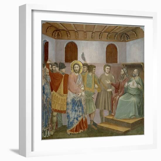 Jesus before Annas and Caiaphas, Detail from Life and Passion of Christ, 1303-1305-Giotto di Bondone-Framed Giclee Print