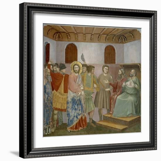 Jesus before Annas and Caiaphas, Detail from Life and Passion of Christ, 1303-1305-Giotto di Bondone-Framed Giclee Print