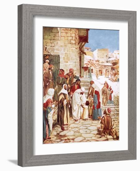 Jesus Blessing Little Children-William Brassey Hole-Framed Giclee Print