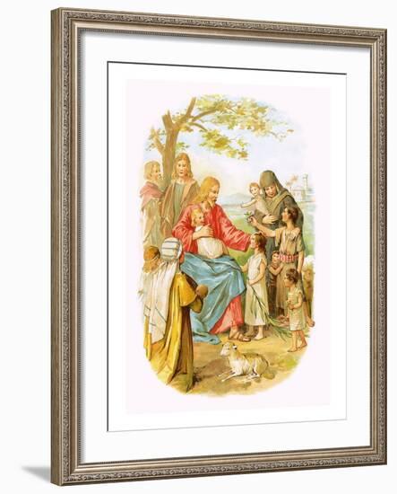 Jesus Blessing the Children-English-Framed Giclee Print