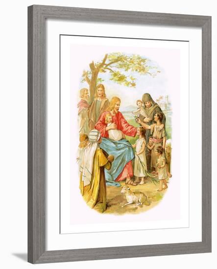 Jesus Blessing the Children-English-Framed Giclee Print