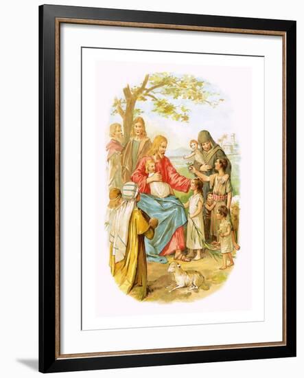 Jesus Blessing the Children-English-Framed Giclee Print