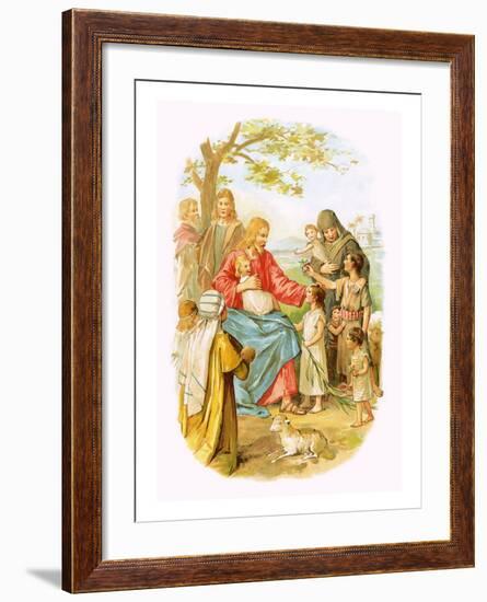 Jesus Blessing the Children-English-Framed Giclee Print