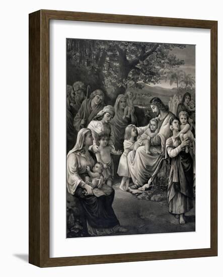 Jesus blessing the children.-Stocktrek Images-Framed Art Print