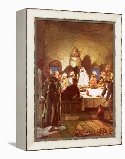 Jesus Breaking Bread and Giving His Disciples the Cup-William Brassey Hole-Framed Premier Image Canvas