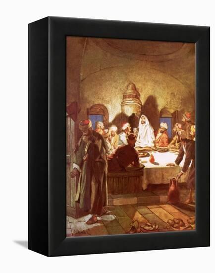 Jesus Breaking Bread and Giving His Disciples the Cup-William Brassey Hole-Framed Premier Image Canvas