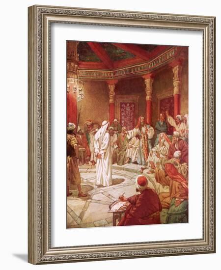 Jesus Brought before Caiaphas and the Council-William Brassey Hole-Framed Giclee Print