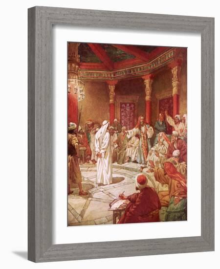 Jesus Brought before Caiaphas and the Council-William Brassey Hole-Framed Giclee Print