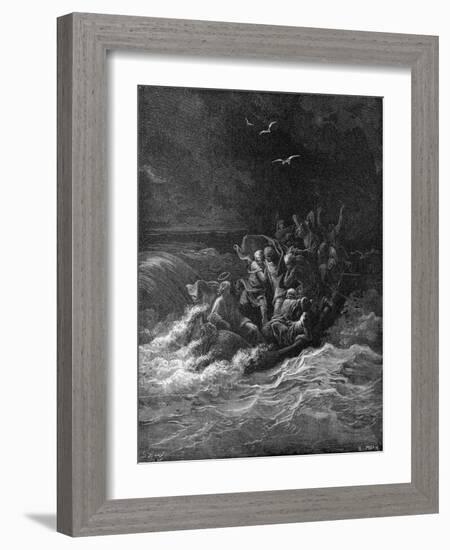 Jesus calms the storm-Gustave Dore-Framed Giclee Print