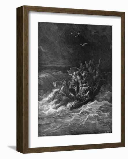 Jesus calms the storm-Gustave Dore-Framed Giclee Print