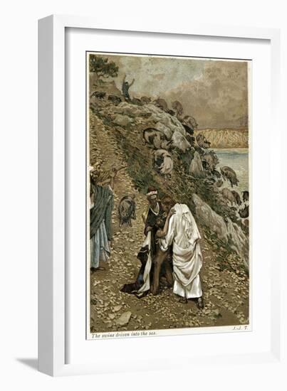 Jesus Casting Devils Out of a Kneeling Man, C1890-James Jacques Joseph Tissot-Framed Giclee Print