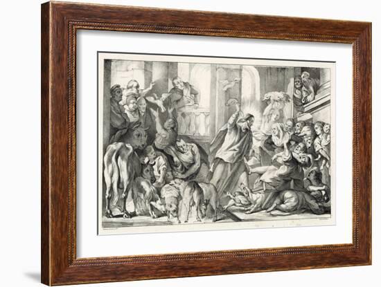 Jesus Casting the Moneylenders Out Ot the Temple-William Oliver-Framed Giclee Print