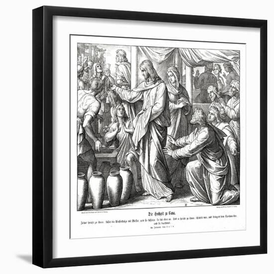 Jesus changes water into wine, Gospel of John-Julius Schnorr von Carolsfeld-Framed Giclee Print