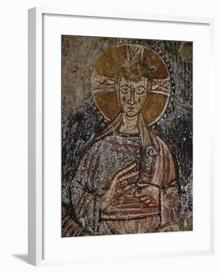 Jesus Christ, 11th Century Fresco, Cave of Saints, Calvi, Campania, Italy-null-Framed Giclee Print
