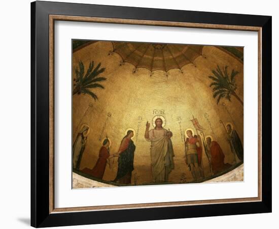 Jesus Christ and the Virgin Mary with Saints Clothilde, Blandina, Michael the Archangel, Pothinus-Hippolyte Flandrin-Framed Giclee Print