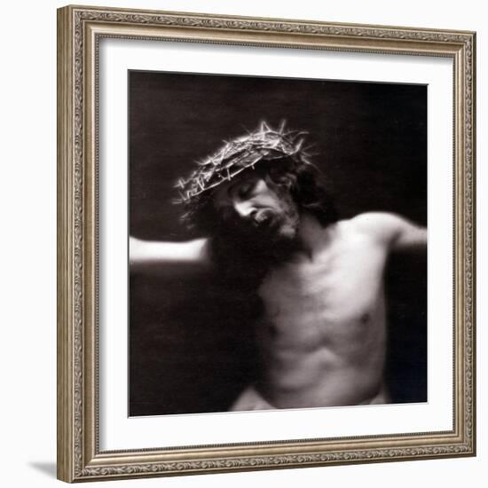 Jesus Christ on the Cross with Crown of Thorns (Photo)-Paul Nadar-Framed Giclee Print