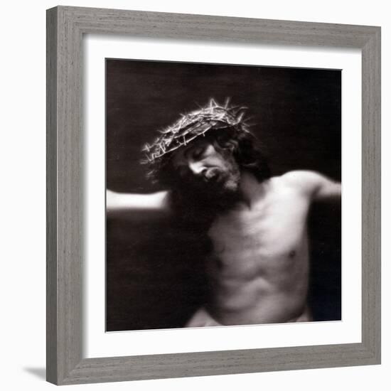 Jesus Christ on the Cross with Crown of Thorns (Photo)-Paul Nadar-Framed Giclee Print