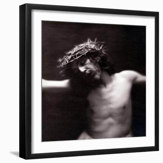 Jesus Christ on the Cross with Crown of Thorns (Photo)-Paul Nadar-Framed Giclee Print