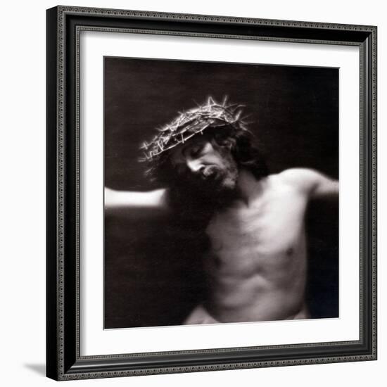 Jesus Christ on the Cross with Crown of Thorns (Photo)-Paul Nadar-Framed Giclee Print