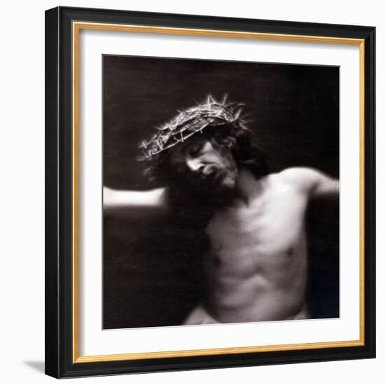 Jesus Christ on the Cross with Crown of Thorns (Photo)-Paul Nadar-Framed Giclee Print