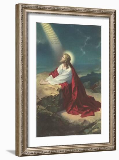 Jesus Christ Praying-null-Framed Art Print