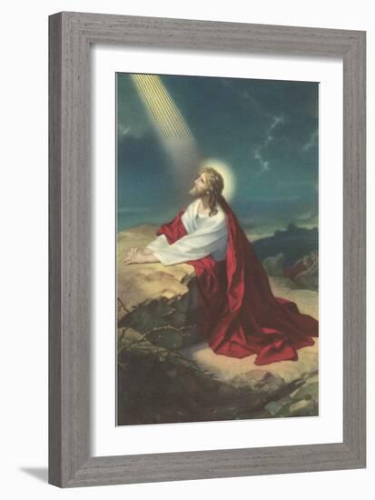 Jesus Christ Praying-null-Framed Art Print