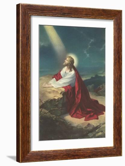 Jesus Christ Praying-null-Framed Art Print