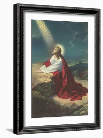 Jesus Christ Praying-null-Framed Art Print