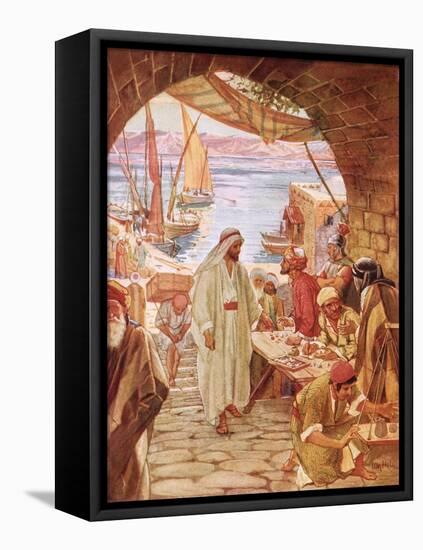 Jesus Commanding Matthew, the Publican, to Follow Him-William Brassey Hole-Framed Premier Image Canvas