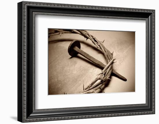 Jesus Crown of Thorns & Nail-null-Framed Art Print