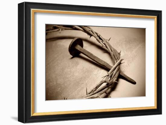 Jesus Crown of Thorns & Nail-null-Framed Art Print