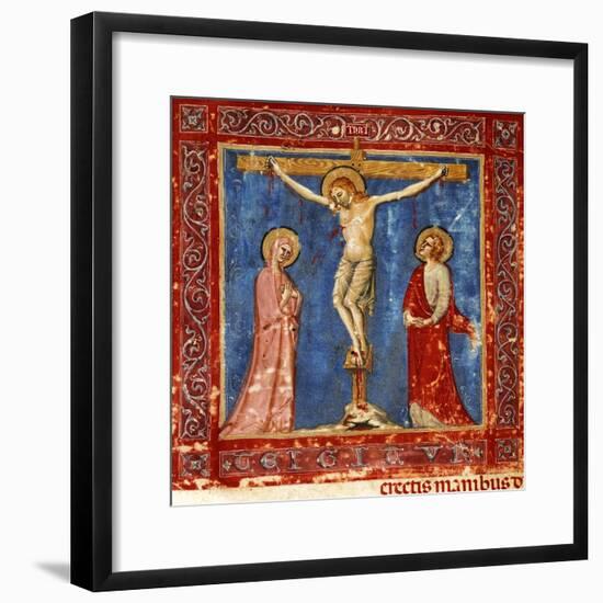 Jesus' Crucifixion, Miniature from the Missal of the Order of Friars Minor, Latin Manuscript-null-Framed Giclee Print