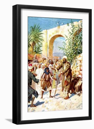 Jesus cures a blind beggar - Bible-William Brassey Hole-Framed Giclee Print