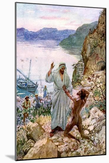 Jesus cures a demon-possessed man - Bible-William Brassey Hole-Mounted Giclee Print