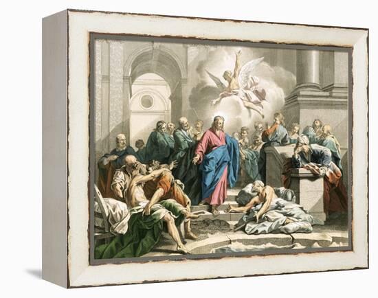 Jesus Curing an Impotent Man at the Pool of Bethesda-Jean Bernard Restout-Framed Premier Image Canvas