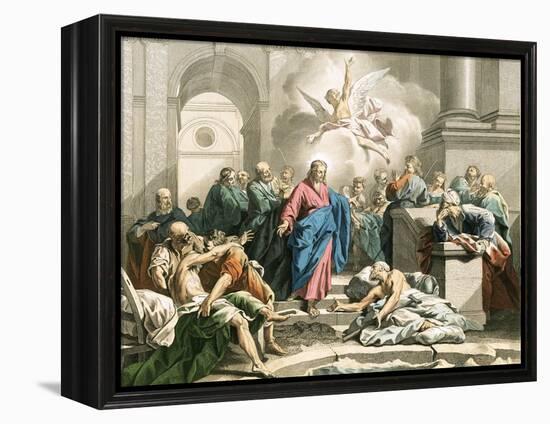 Jesus Curing an Impotent Man at the Pool of Bethesda-Jean Bernard Restout-Framed Premier Image Canvas