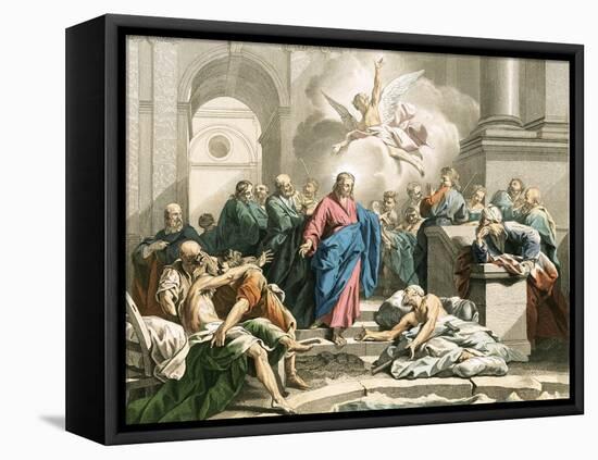 Jesus Curing an Impotent Man at the Pool of Bethesda-Jean Bernard Restout-Framed Premier Image Canvas