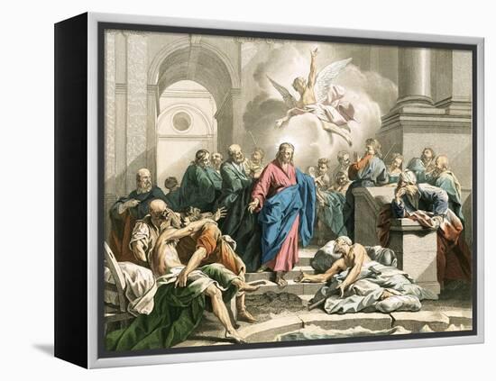 Jesus Curing an Impotent Man at the Pool of Bethesda-Jean Bernard Restout-Framed Premier Image Canvas