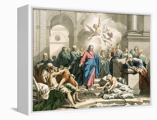 Jesus Curing an Impotent Man at the Pool of Bethesda-Jean Bernard Restout-Framed Premier Image Canvas