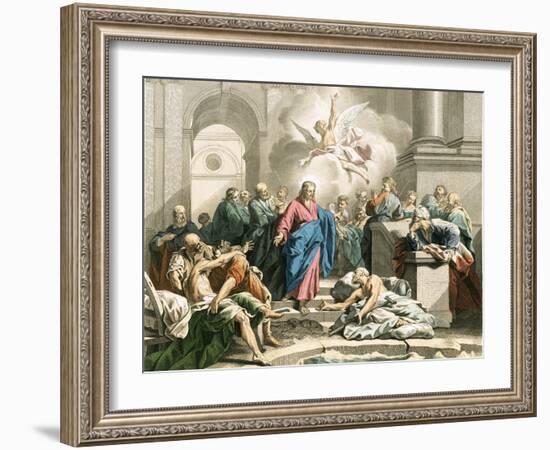 Jesus Curing an Impotent Man at the Pool of Bethesda-Jean Bernard Restout-Framed Giclee Print