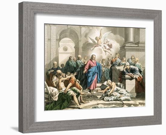 Jesus Curing an Impotent Man at the Pool of Bethesda-Jean Bernard Restout-Framed Giclee Print