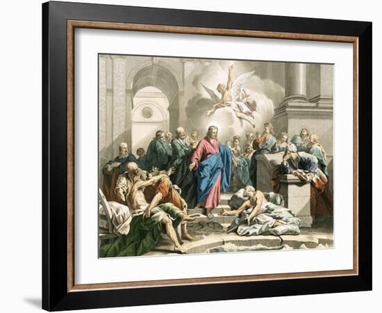 Jesus Curing an Impotent Man at the Pool of Bethesda-Jean Bernard Restout-Framed Giclee Print