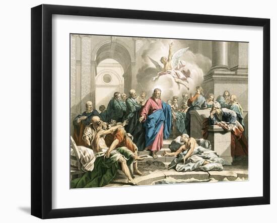 Jesus Curing an Impotent Man at the Pool of Bethesda-Jean Bernard Restout-Framed Giclee Print