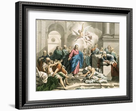 Jesus Curing an Impotent Man at the Pool of Bethesda-Jean Bernard Restout-Framed Giclee Print