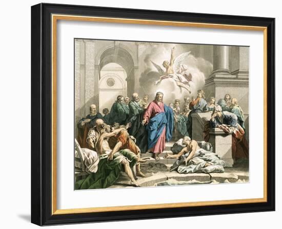 Jesus Curing an Impotent Man at the Pool of Bethesda-Jean Bernard Restout-Framed Giclee Print