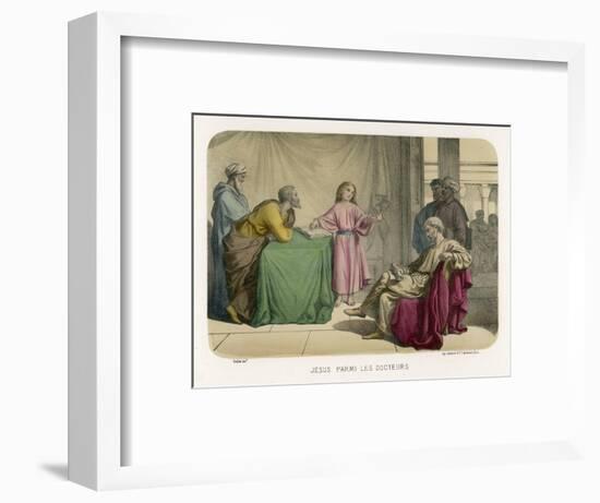 Jesus Discusses Theology with the Doctors in the Temple at Jerusalem-null-Framed Art Print