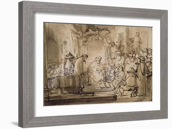 Jésus enfant au milieu les docteurs-Rembrandt van Rijn-Framed Giclee Print