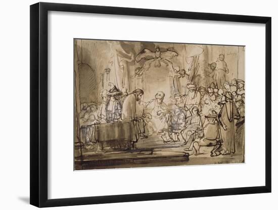 Jésus enfant au milieu les docteurs-Rembrandt van Rijn-Framed Giclee Print