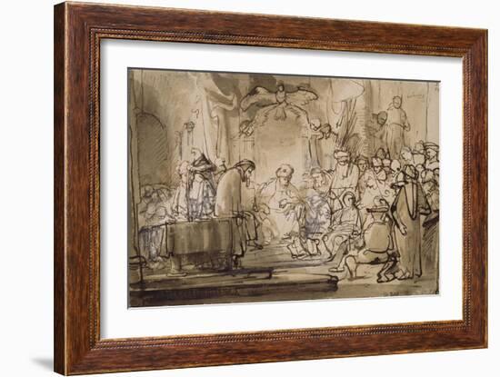 Jésus enfant au milieu les docteurs-Rembrandt van Rijn-Framed Giclee Print