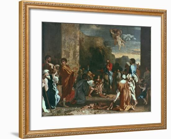 Jesus Enters Jerlusalem, C1630-Nicolas Poussin-Framed Giclee Print